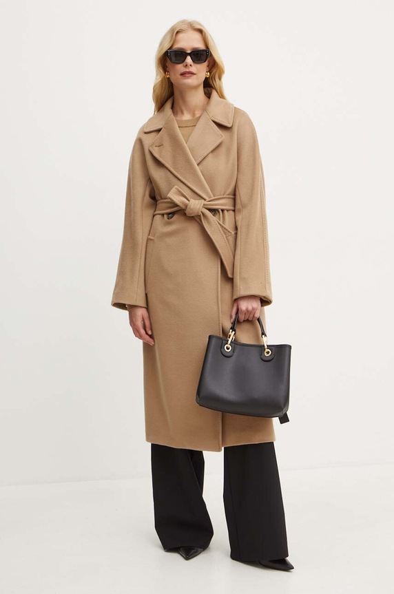 Weekend Max Mara palton de lana cu captuseala maro 2425016092600