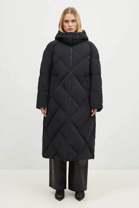 Kenzo piumino Long Down Jacket isolamento in piuma nero FE62OU1229NH.99