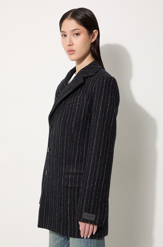 Kenzo cappotto in lana Tennis Stripes Pea Coat nero FE62MA2209GM.99