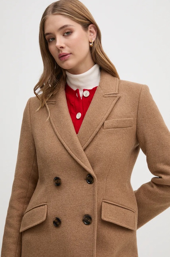 Barbour cappotto in lana Marylin Tailored Wool Coat marrone LWO0236