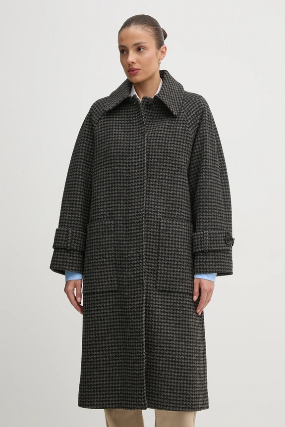 Barbour płaszcz wełniany Veronica Wool Car Coat bez kaptura szary LWO0238
