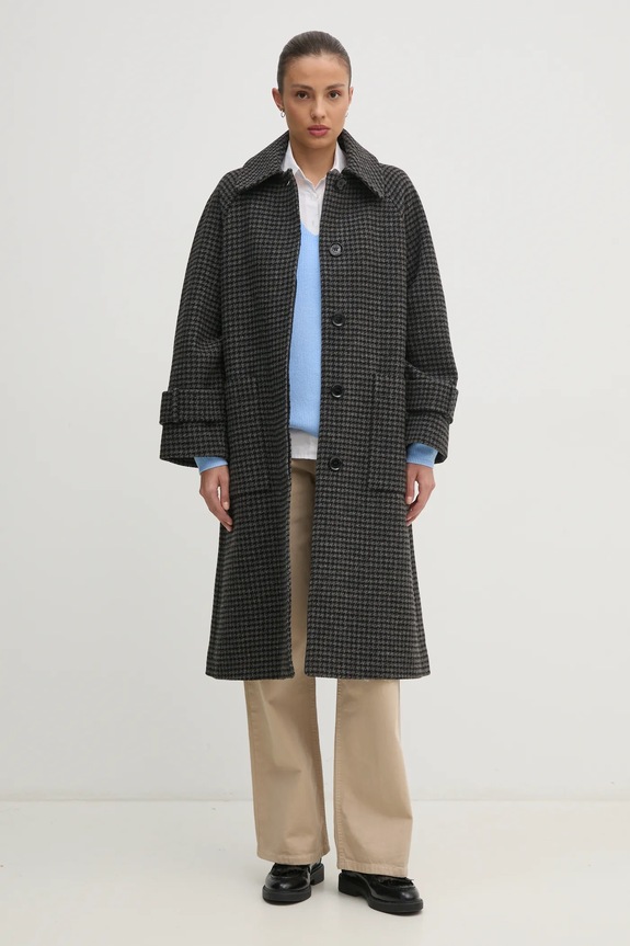 Barbour płaszcz wełniany Veronica Wool Car Coat LWO0238 szary AW24