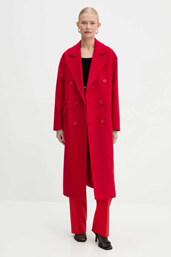 Twinset płaszcz wełniany 242TT2203 czerwony AW24