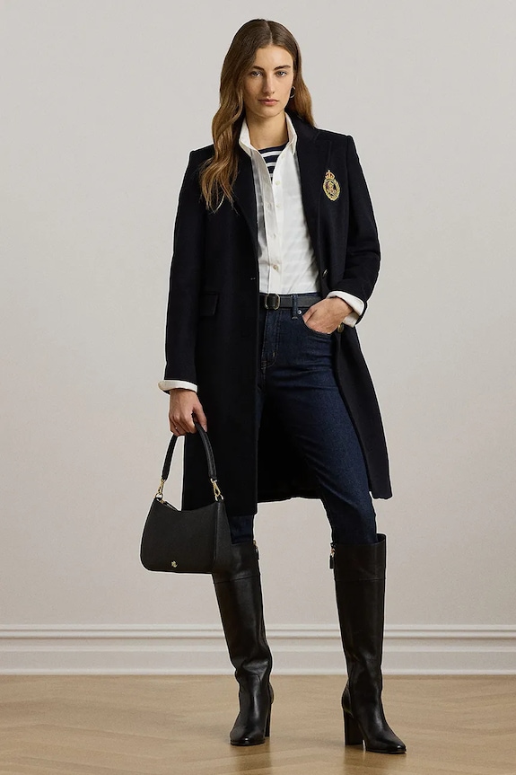 Lauren Ralph Lauren cappotto in lana 297958509 blu navy