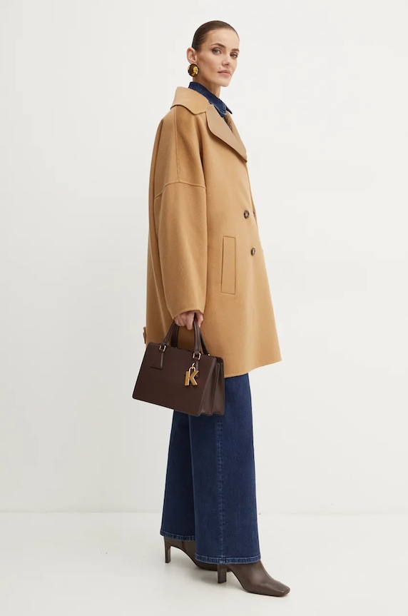 BOSS palton de lana 50524984 bej AW24