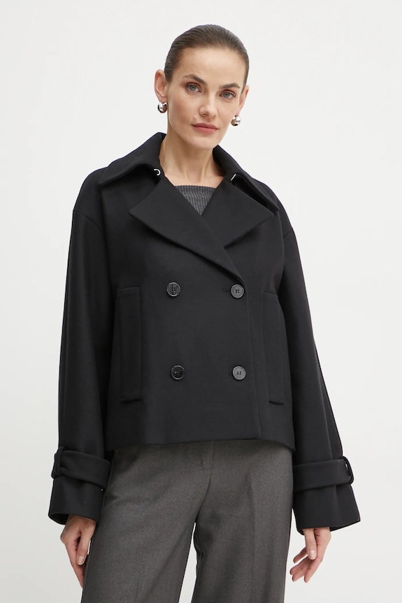 Ivy Oak kurtka wełniana bez kaptura czarny IO119101