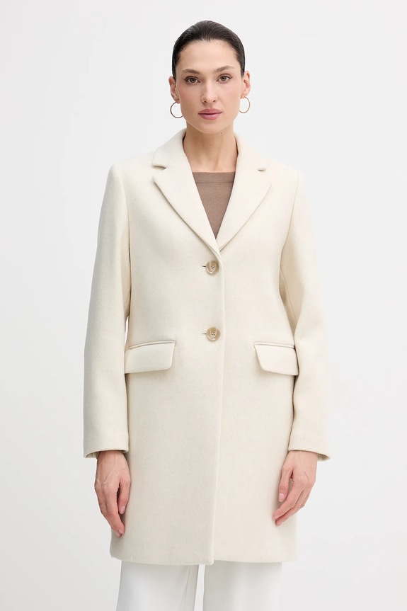 Sisley płaszcz wełniany bez kaptura beżowy 2JJYLN04N