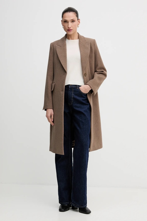 Sisley płaszcz wełniany 2JJYLN04Z brązowy AW25