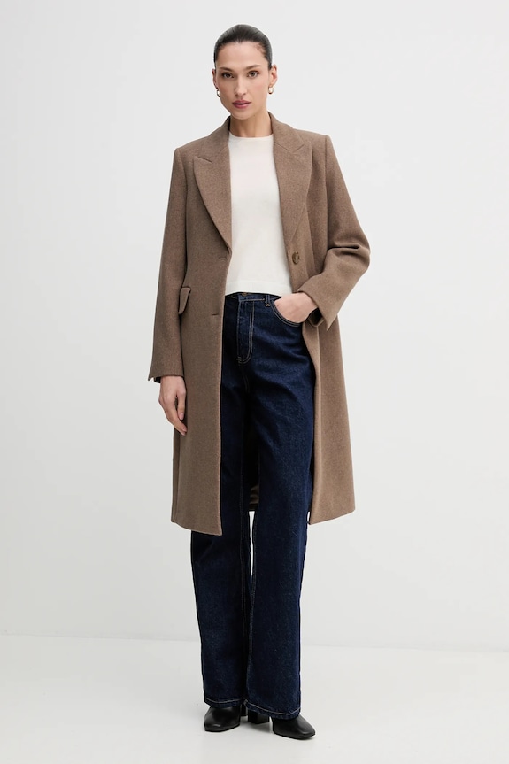 Sisley płaszcz wełniany 2JJYLN04Z brązowy AW25
