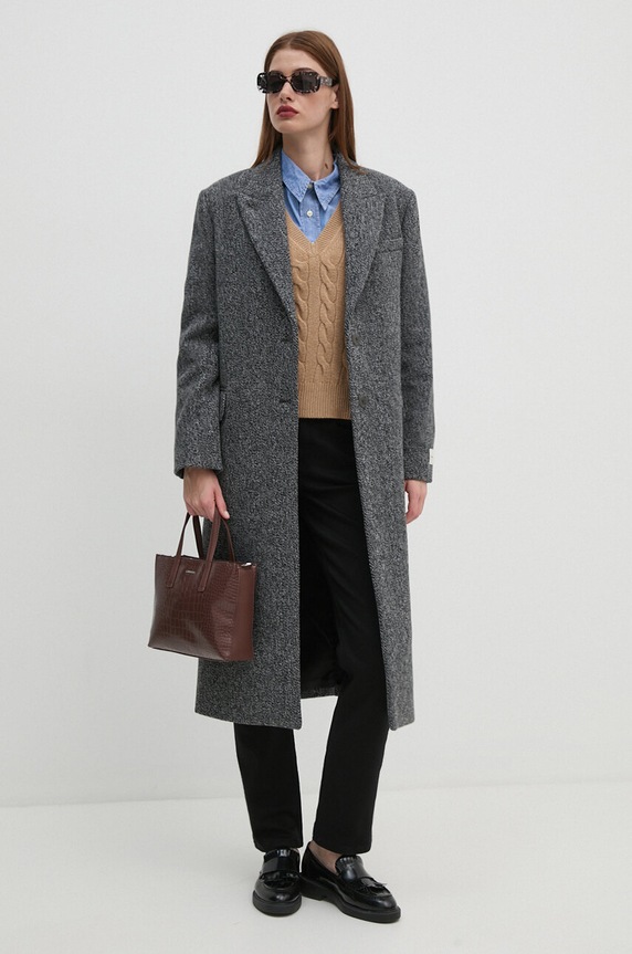 Vlnený kabát Calvin Klein K20K207710 sivá AW24