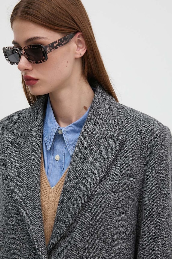 Vlnený kabát Calvin Klein K20K207710 sivá
