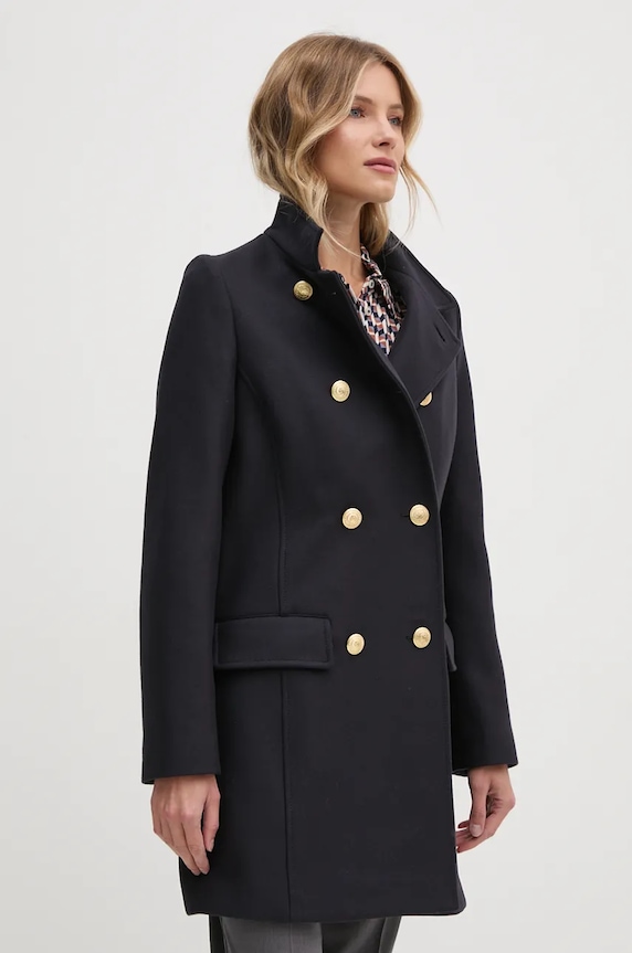 Vuneni kaput Tommy Hilfiger vuna mornarsko plava WW0WW42732