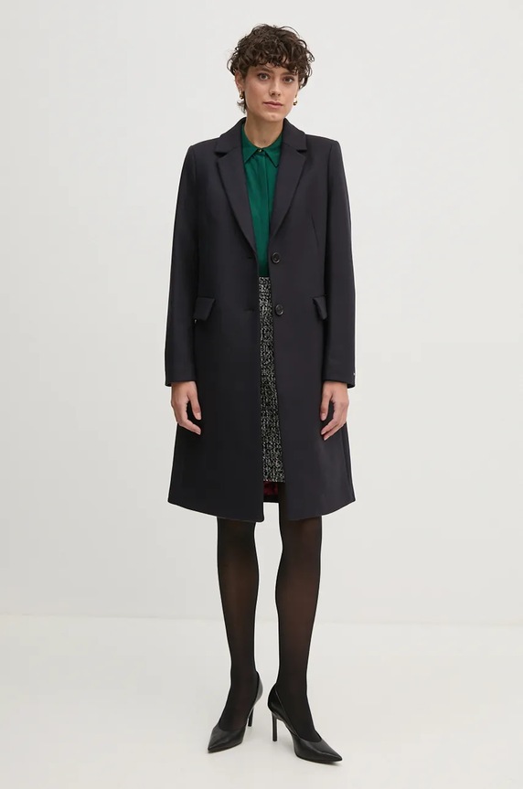Vuneni kaput Tommy Hilfiger WW0WW42738 mornarsko plava NC24