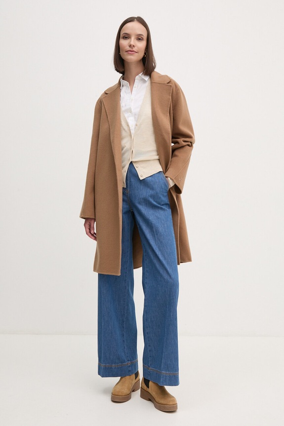 Vuneni kaput Tommy Hilfiger WW0WW43603 smeđa NC24
