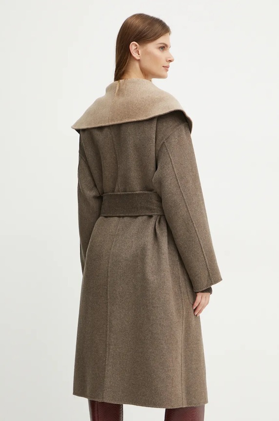 Вълнено палто с две лица Karl Lagerfeld 246W1502 бежов