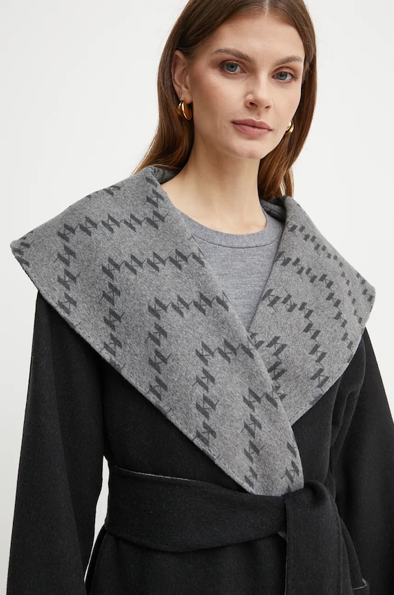 Oblečení Oboustranný vlněný kabát Karl Lagerfeld 246W1502 černá