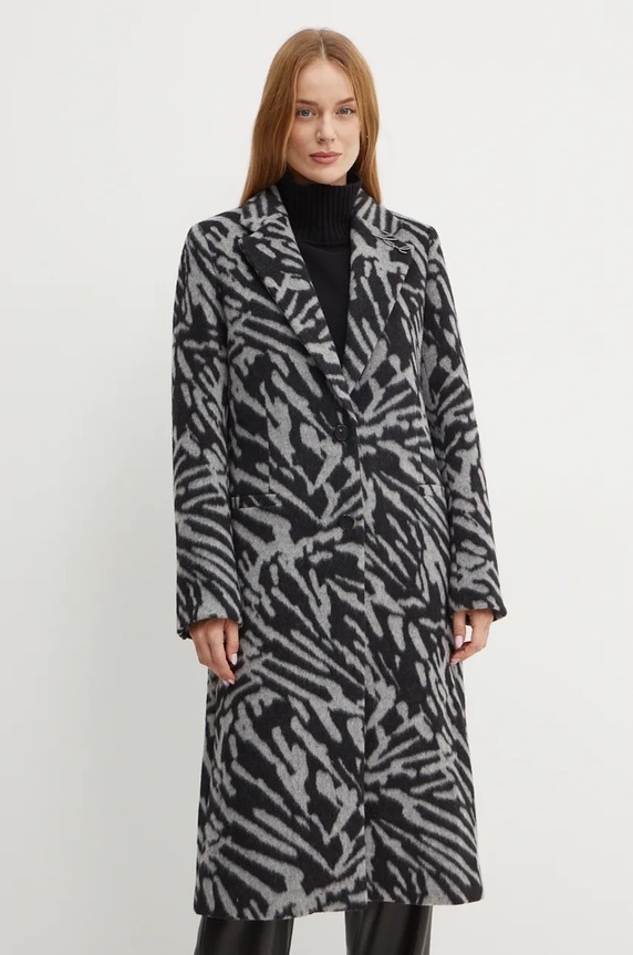 Karl Lagerfeld palton de lana cu captuseala gri 246W1503