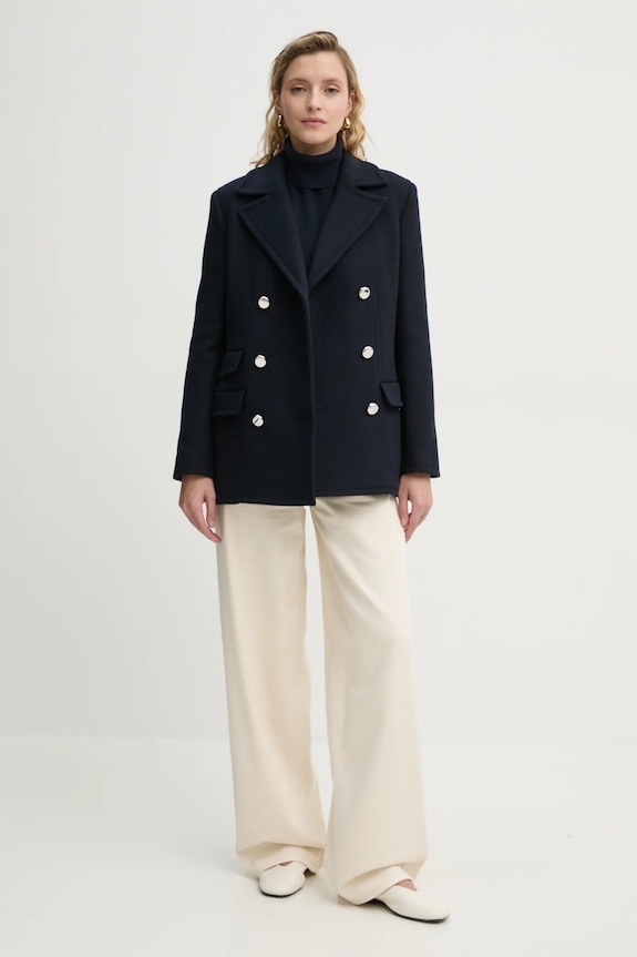 Theory geaca de lana O0901404 bleumarin AW24