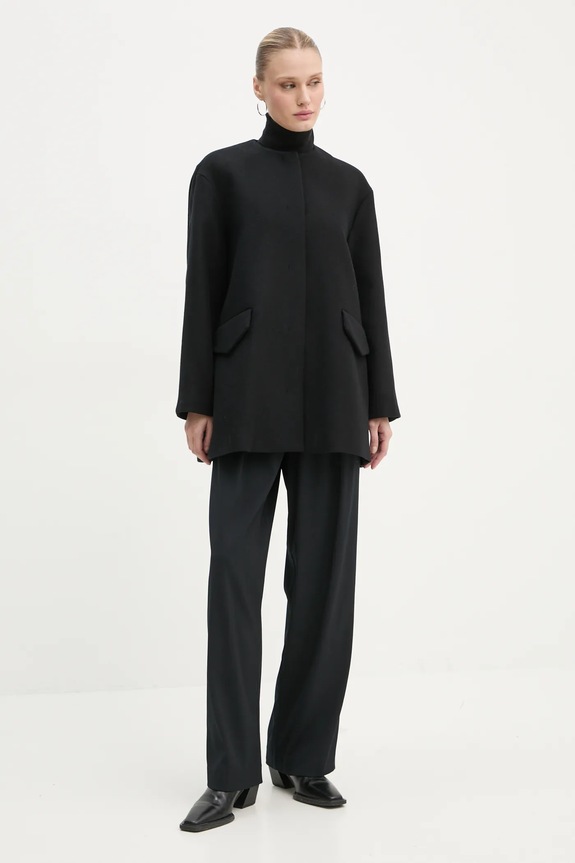 Theory płaszcz wełniany O0901405 czarny AW24