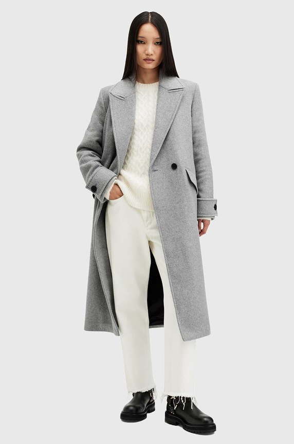 AllSaints cappotto con aggiunta di lana MABEL COAT grigio W006OZ
