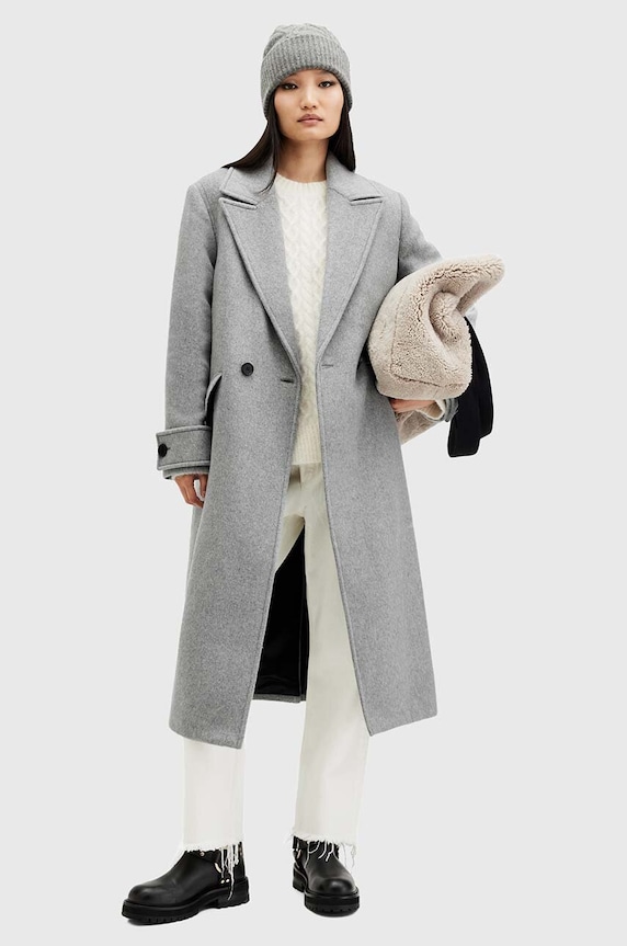 AllSaints cappotto con aggiunta di lana MABEL COAT W006OZ grigio