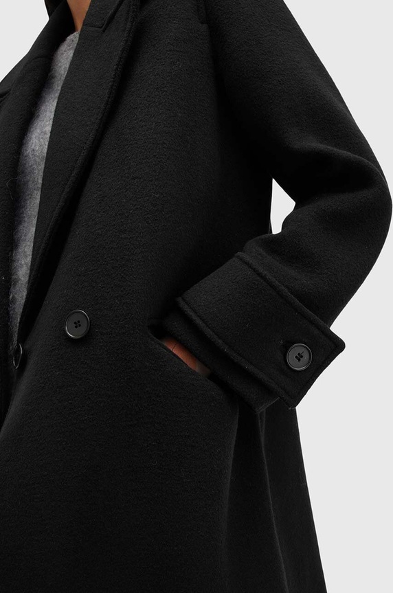 AllSaints płaszcz z domieszką wełny MABEL COAT czarny W006OZ