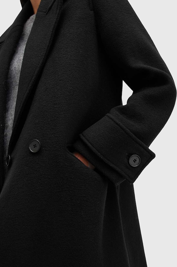 AllSaints płaszcz z domieszką wełny MABEL COAT czarny W006OZ