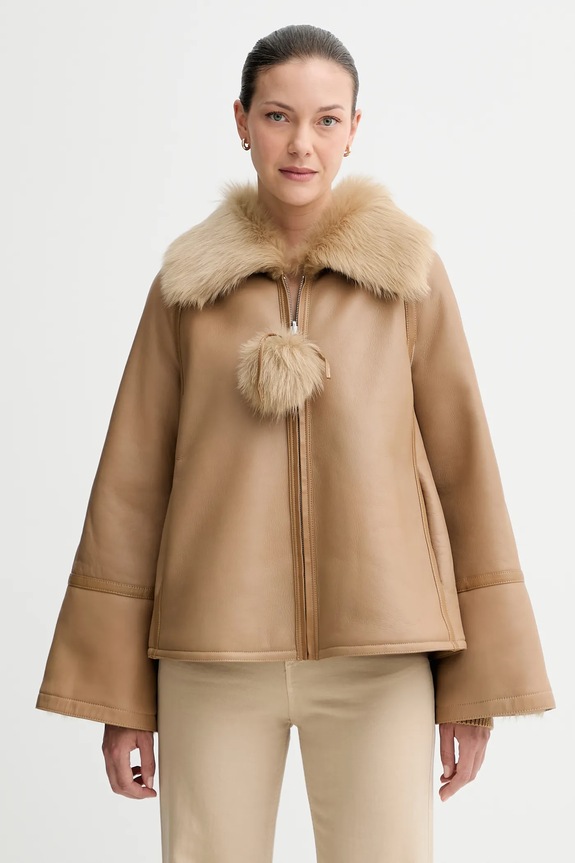 By Malene Birger kurtka skórzana dwustronna ODELLIES bez kaptura brązowy Q72585001