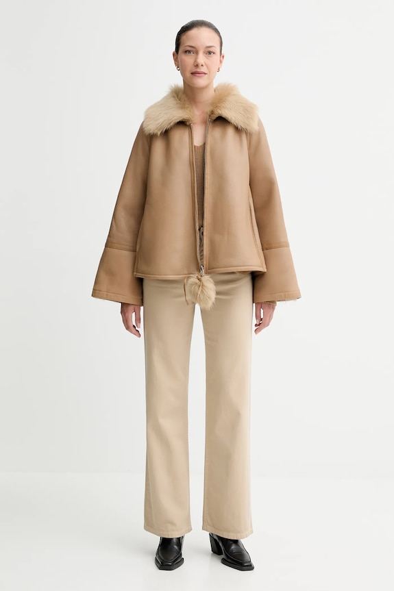 Odzież By Malene Birger kurtka skórzana dwustronna ODELLIES Q72585001 brązowy