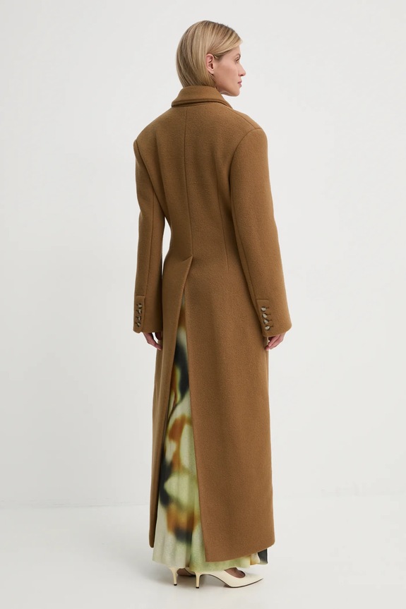 Μάλλινο παλτό Nanushka FERRIS NW24FWOW40076 καφέ AW24