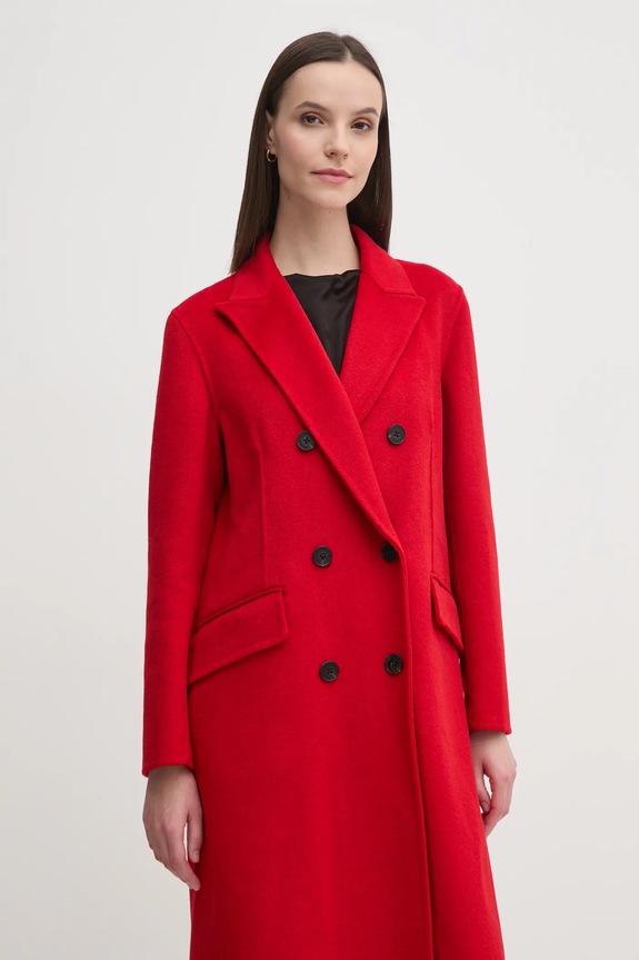Pedro del Hierro palton din lana 7528336 rosu AW24