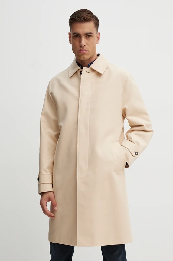 Bavlněný kabát Tommy Hilfiger MW0MW35672 béžová AW24