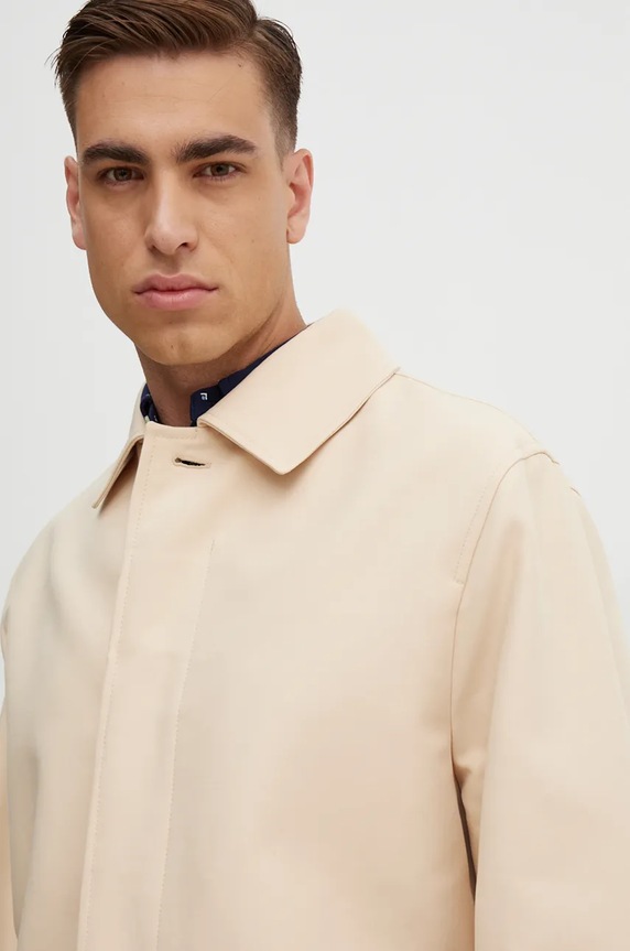 Bavlněný kabát Tommy Hilfiger béžová MW0MW35672