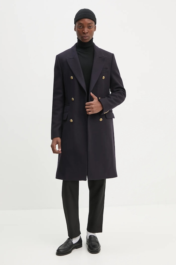 The Kooples palton de lana HMAN29007K bleumarin AW24