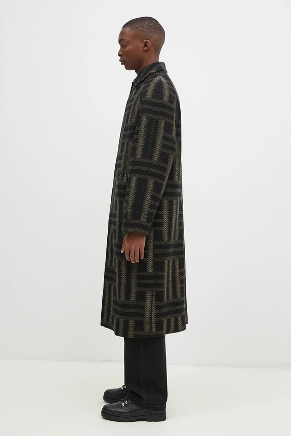 Kenzo wool coat Weave Overcoat FE65MA0329JB.99 black AW24
