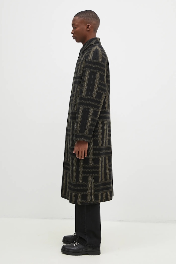 Kenzo wool coat Weave Overcoat FE65MA0329JB.99 black AW24