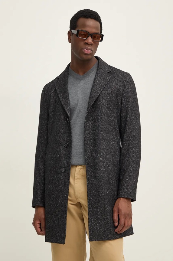 Παλτό από μείγμα μαλλιού BOSS με μείγμα μαλλιού μαύρο 50528177