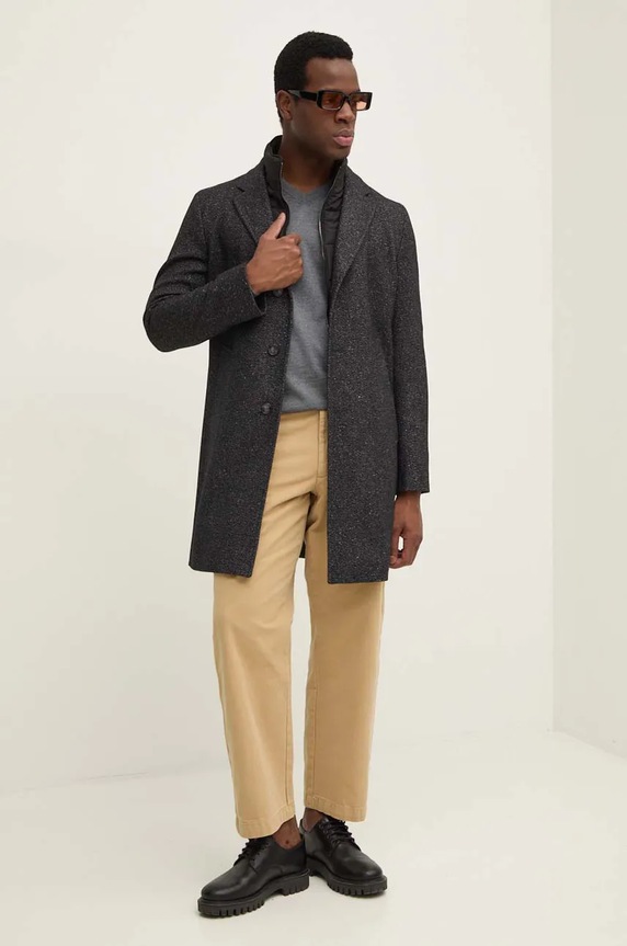 Παλτό από μείγμα μαλλιού BOSS 50528177 μαύρο AW24