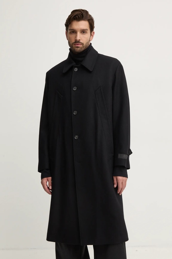 MM6 Maison Margiela płaszcz wełniany SH2AA0008.S52207 czarny AW24