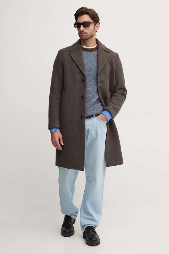Sisley płaszcz wełniany 2UHZSN03H brązowy AW24
