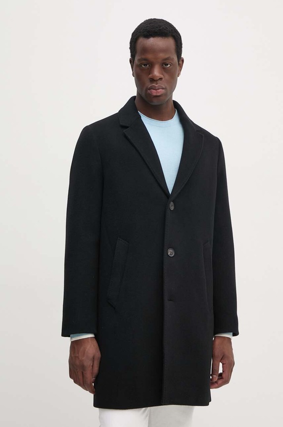 Tommy Hilfiger płaszcz wełniany MW0MW36611 czarny