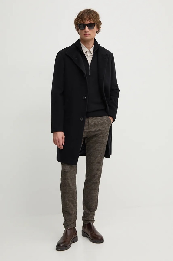 Tommy Hilfiger płaszcz wełniany MW0MW37956 czarny AW24
