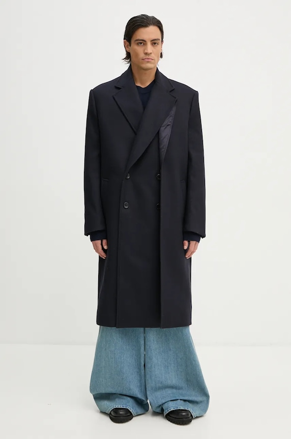 Y/Project palton de lana DOUBLE FRONT COAT cu captuseala bleumarin 201CO006