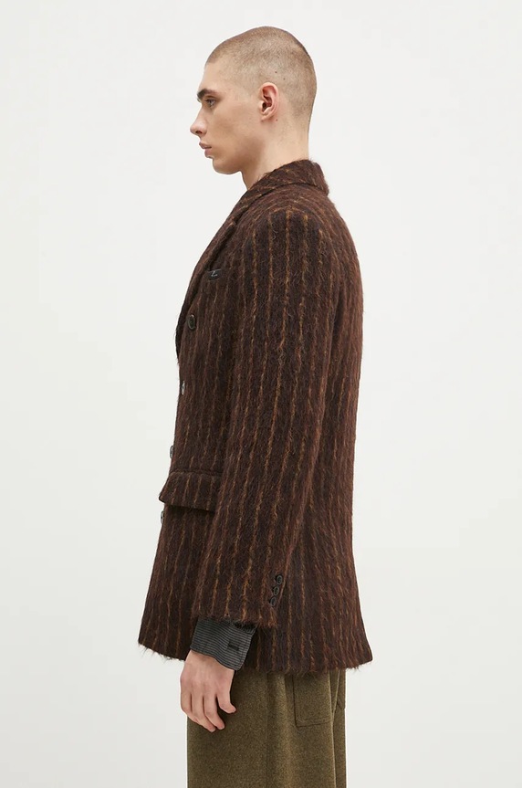 Шерстяное пальто Martine Rose Double Breasted Short Coat 328WT02702 коричневый AW24