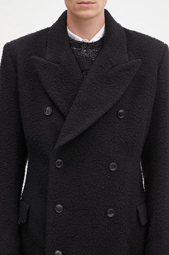 Martine Rose wool coat Double Breasted Shirt Overcoat black 325WT07001