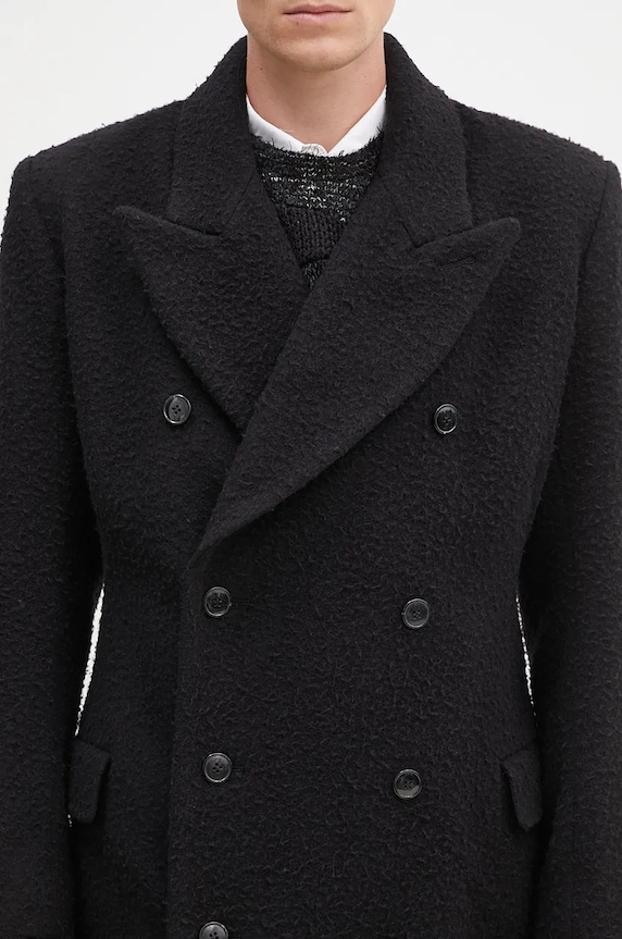 Martine Rose wool coat Double Breasted Shirt Overcoat black 325WT07001