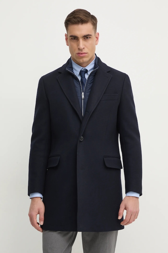 Vlněný kabát Hackett London přechodné námořnická modř HM403241R
