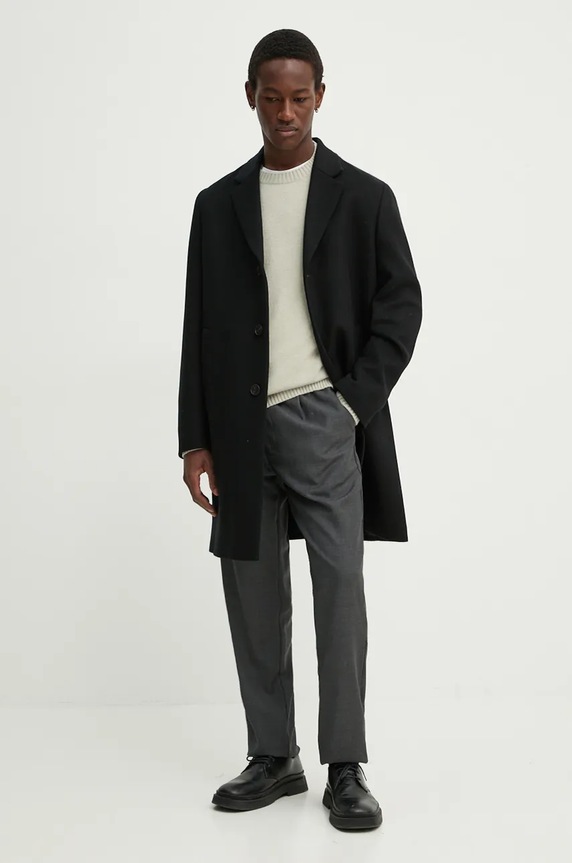Вовняне пальто Theory O0971405 чорний AW24