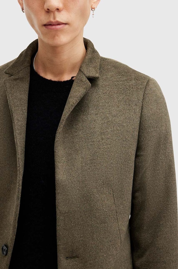 AllSaints cappotto con aggiunta di lana HARGROVE COAT M038OB verde AW24