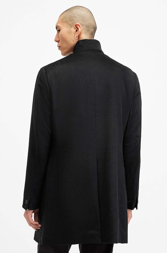 AllSaints płaszcz z domieszką wełny HARGROVE COAT czarny M038OB
